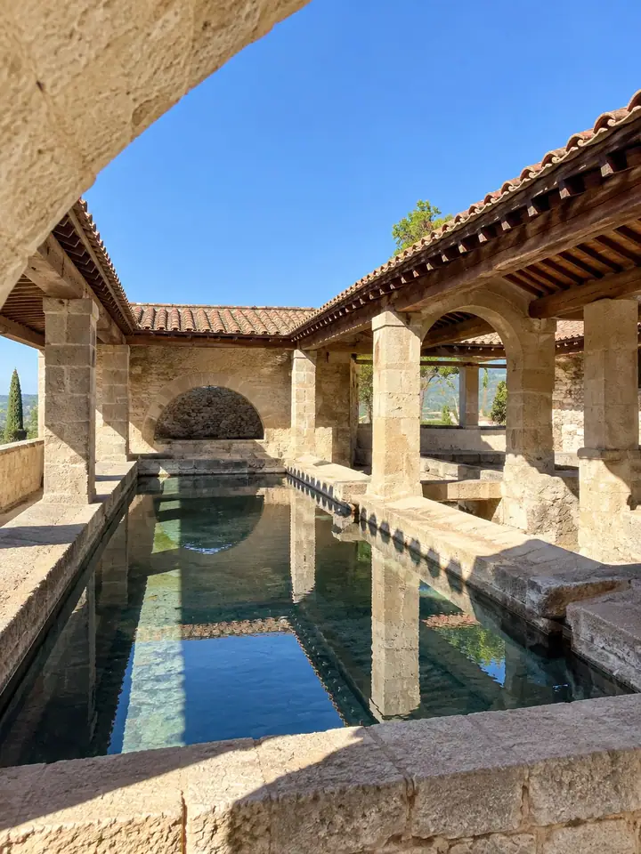 Stone house with a swimming pool in a Tuscan village