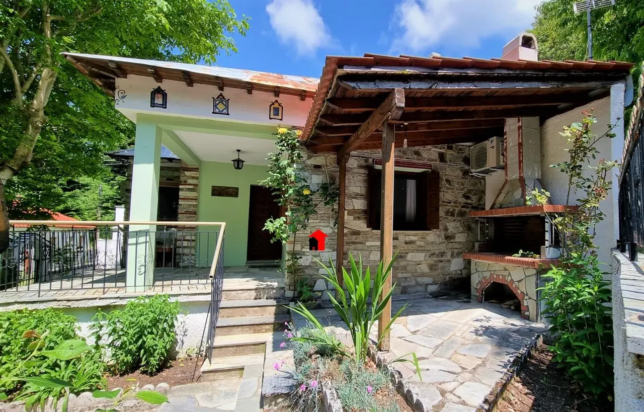 Fairy-tale house with a gazebo and stone BBQ in the Pelion forest